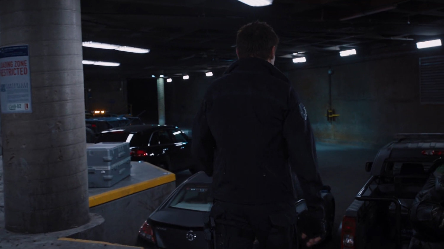 Hawkeye at the interior of the Joint Dark Energy Mission loading dock.