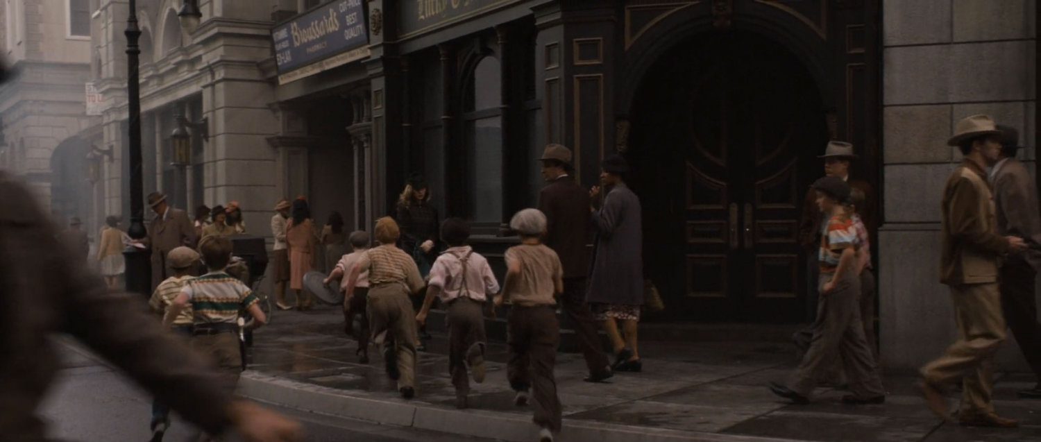 Children play on a corner of a 1942 New York street.