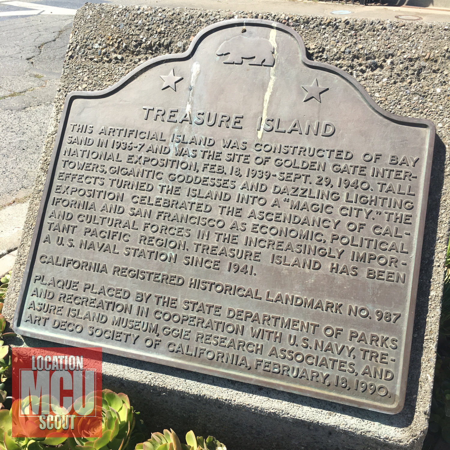 Exclusive image of Treasure Island historical placard.