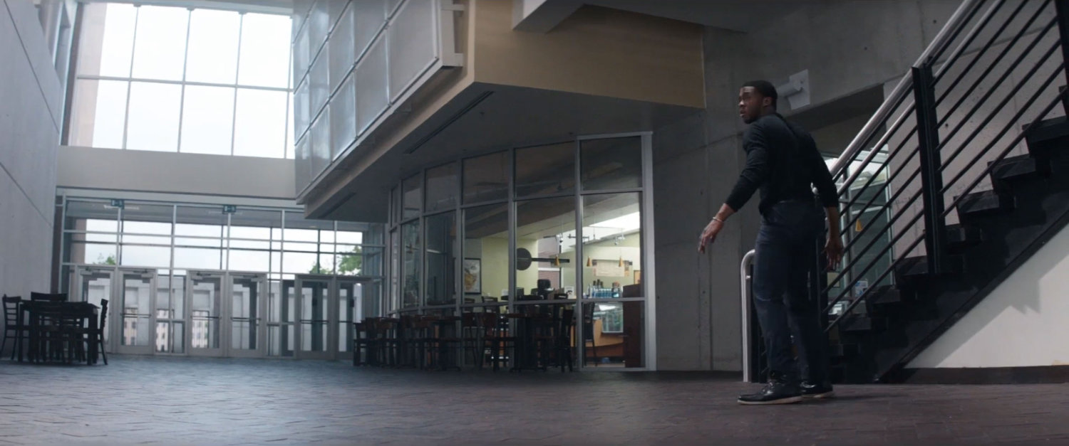 T'Challa in the lobby of Joint Counter Terrorist Centre.