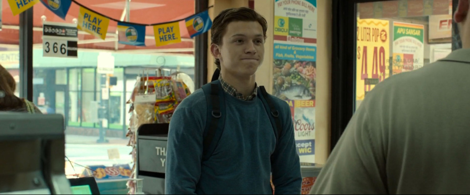 Peter Parker inside Delmar's bodega.