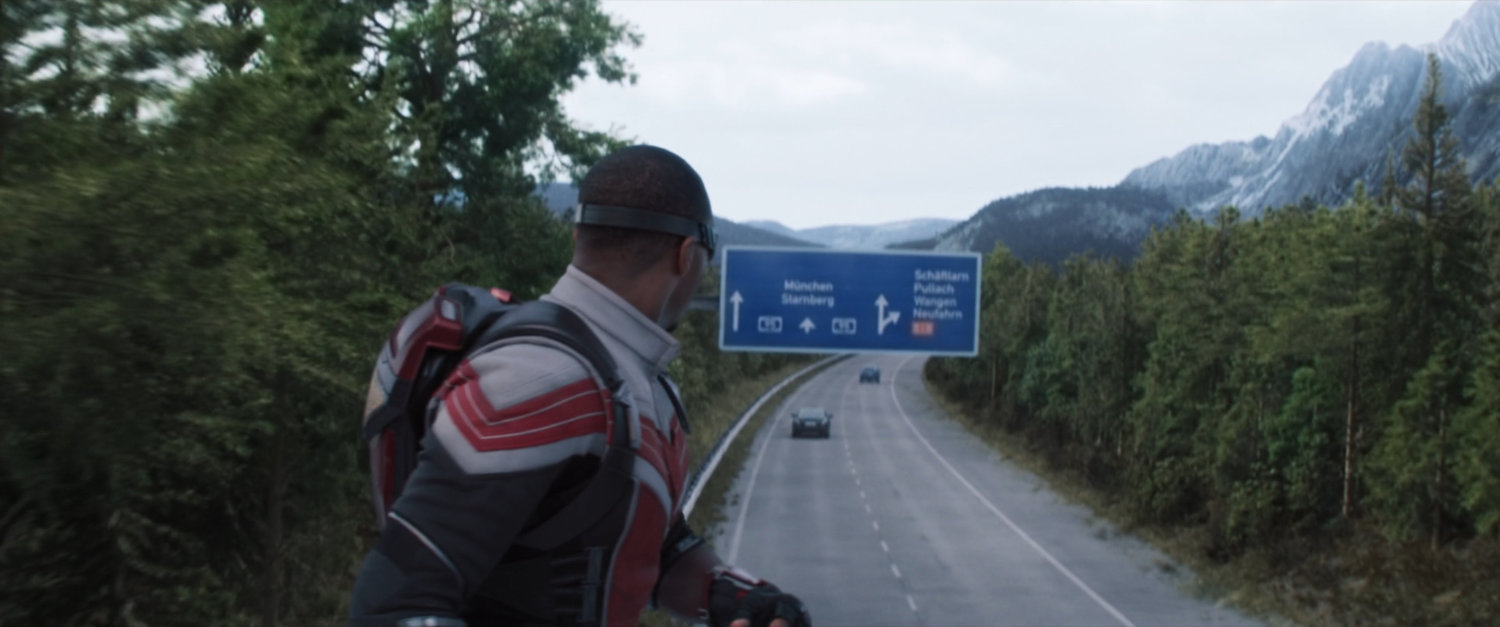 Sam Wilson notices sign above German interstate.