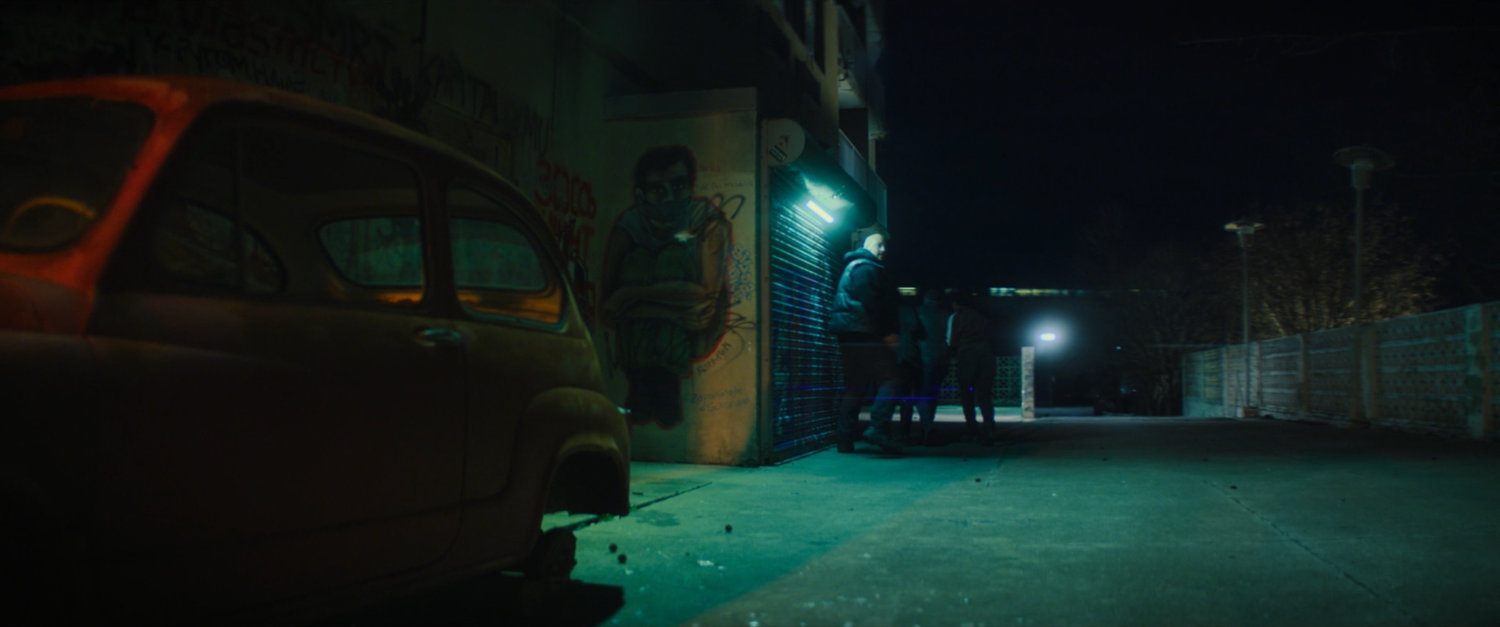 Dark alley behind German safehouse.