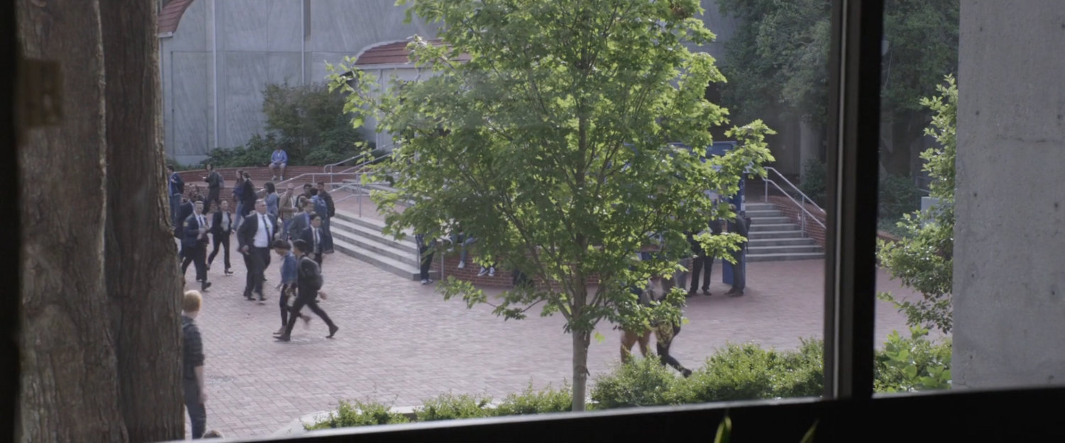 Agents in the school quad.