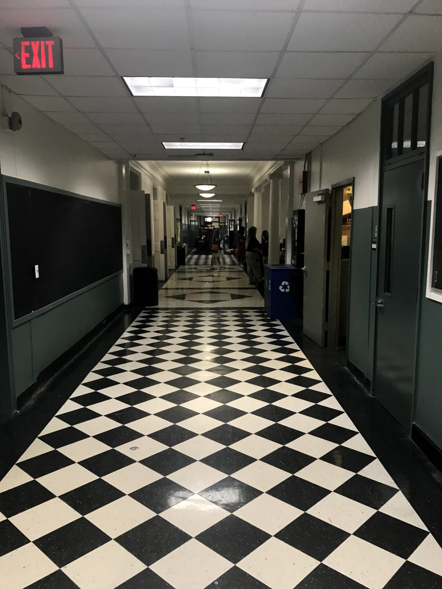 Behind the scenes photo of interior of filming location.
