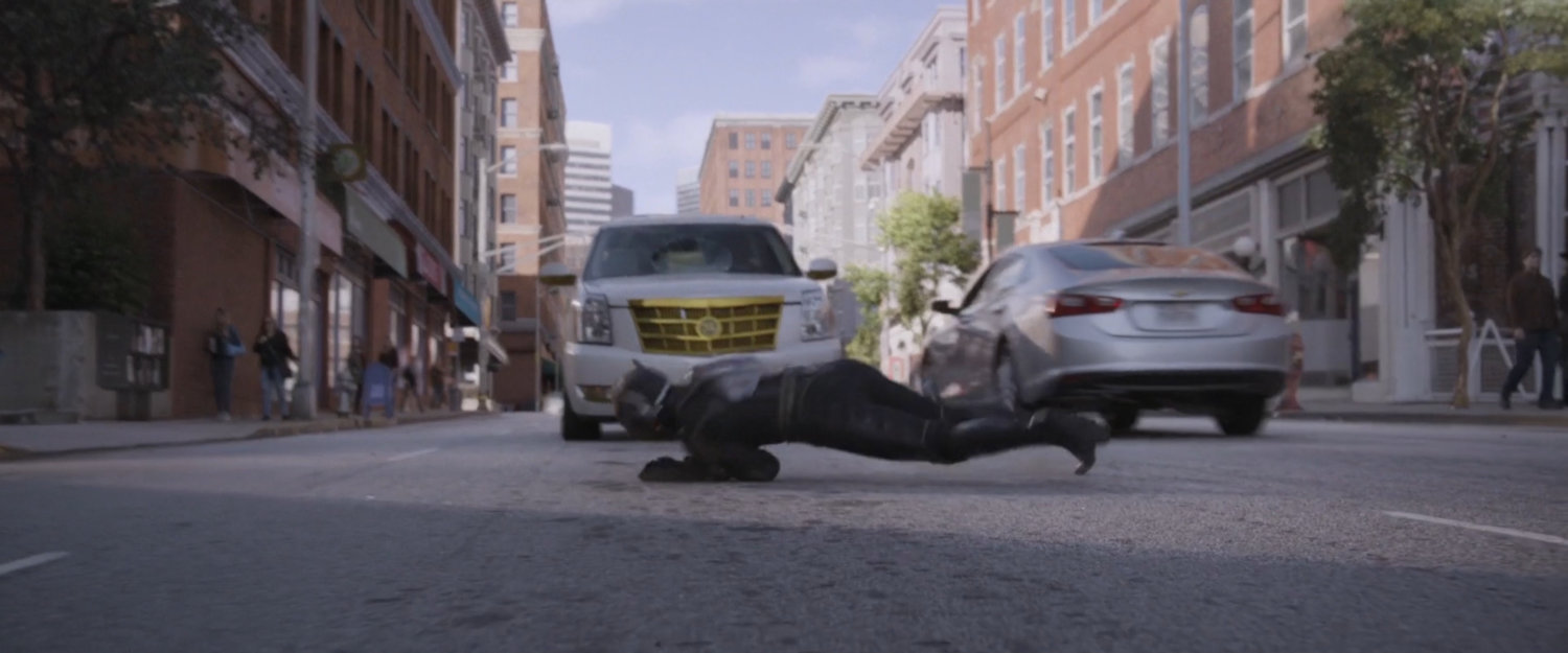 Hope rolls to a stop in the middle of a street.