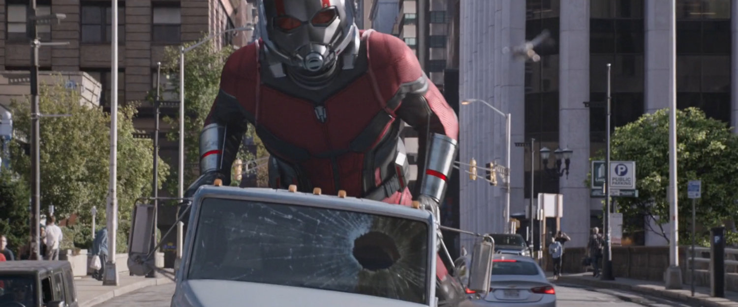 Giant-Man on flatbed truck.