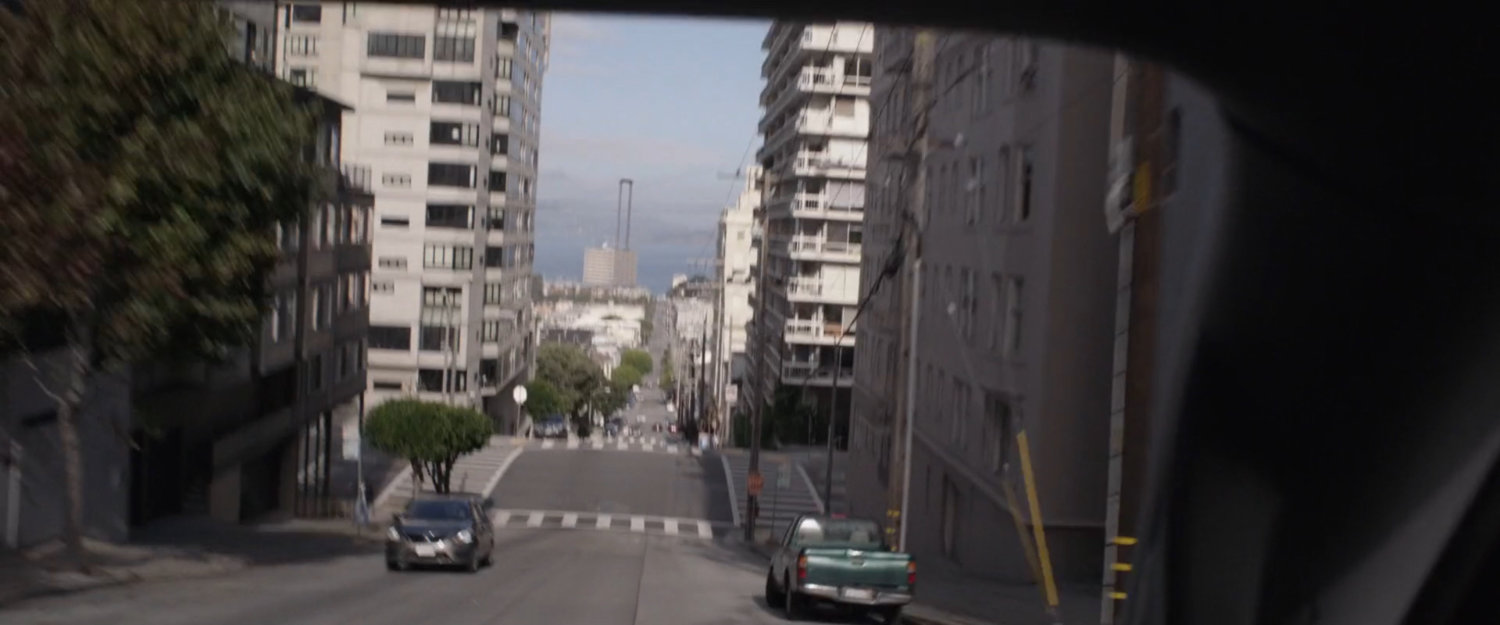 POV of hilly San Francisco street.