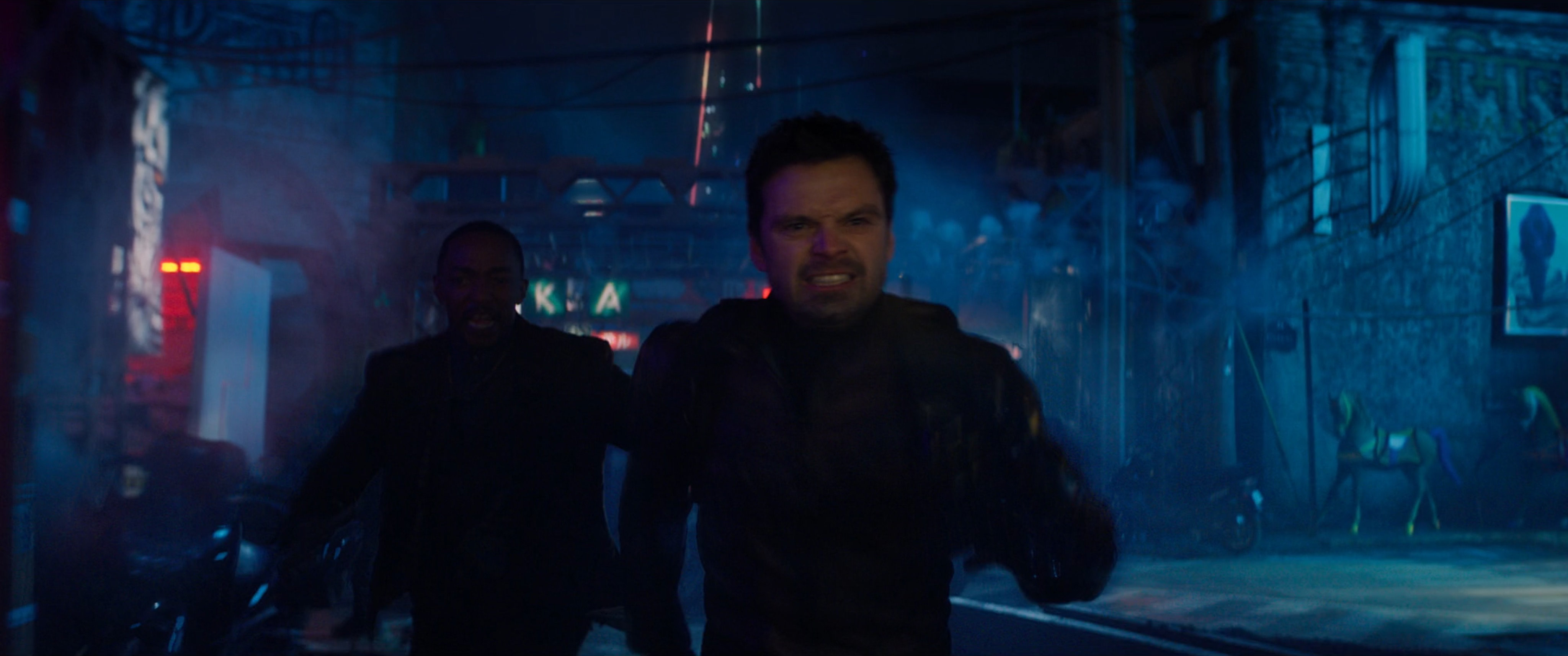 Bucky and Sam in low-town in Madripoor.