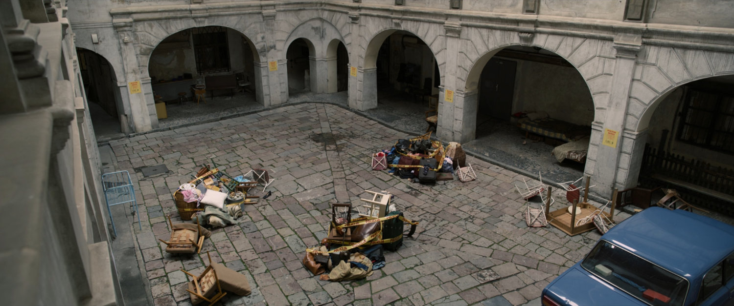 Empty courtyard of Flag Smasher campl.