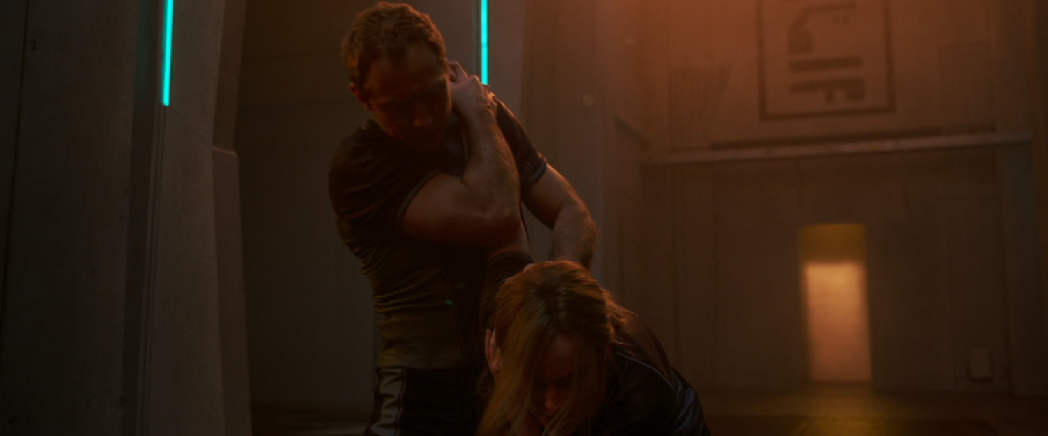 Vers and Yon-Rogg spar in Kree training center.