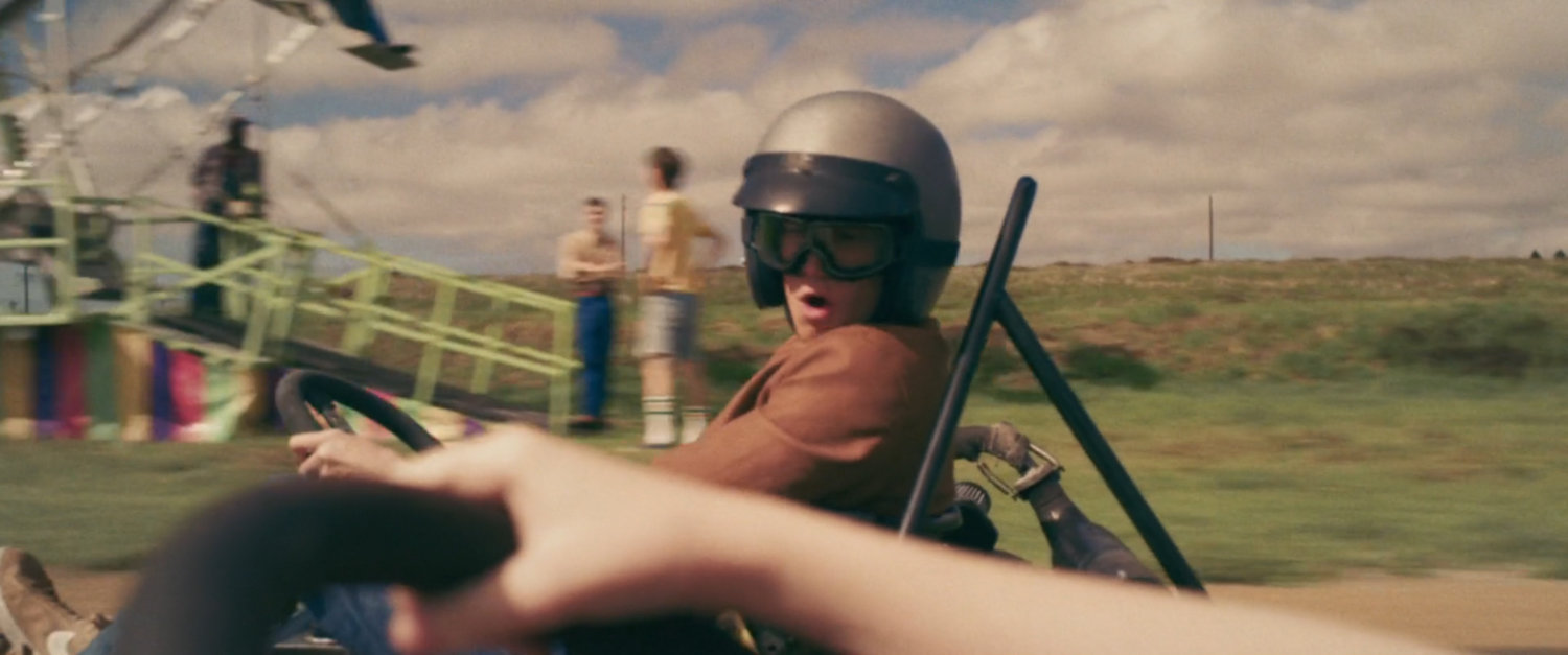 POV of driver on go cart.