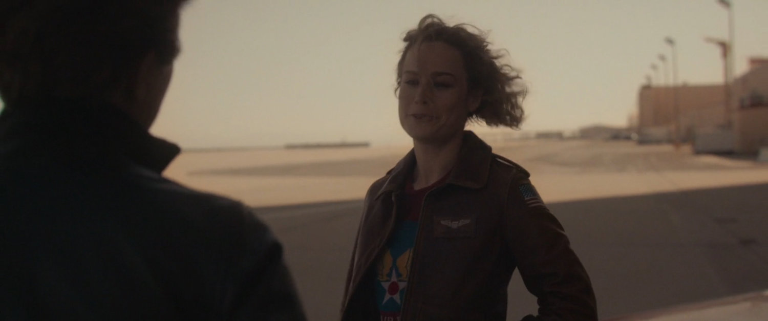 Carol Danvers talking to Wendy Larson at Edwards Air Force Base.