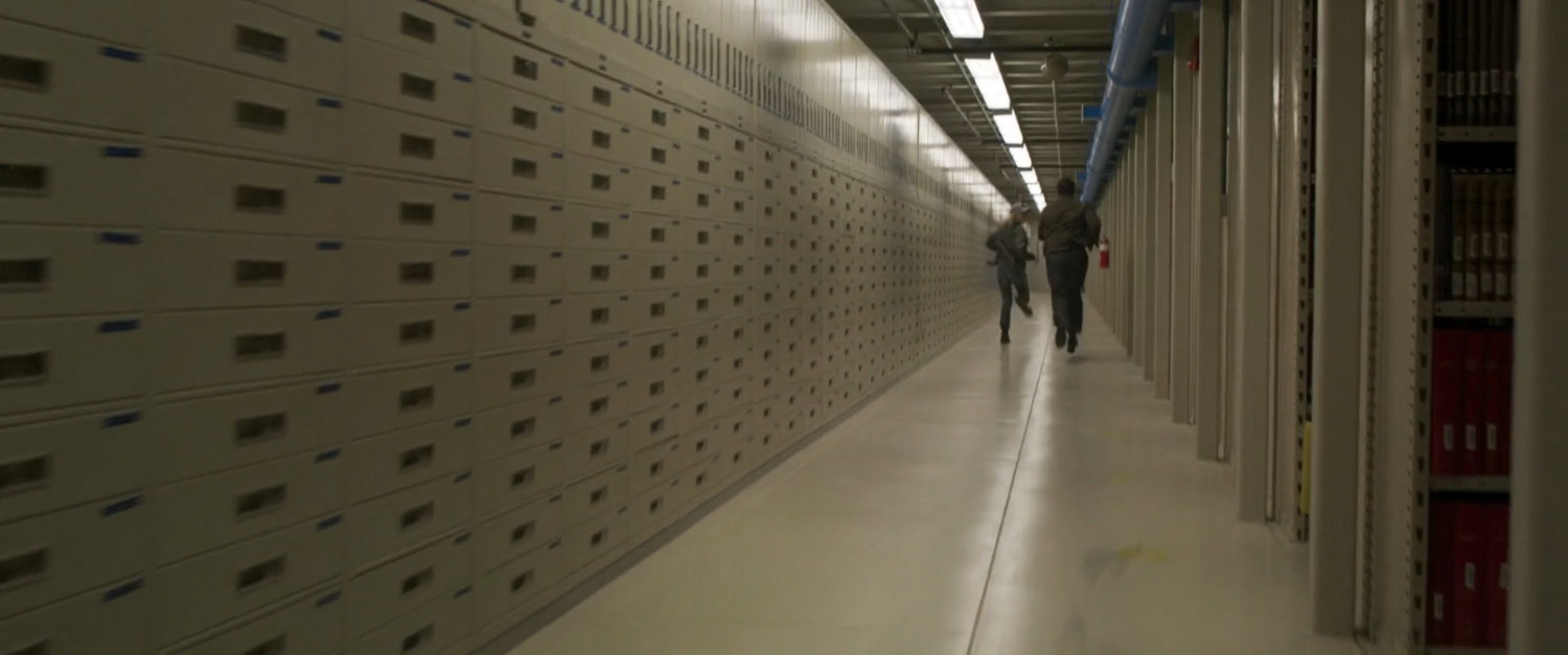 Nick Fury and Vers in the underground records area of Project Pegasus.