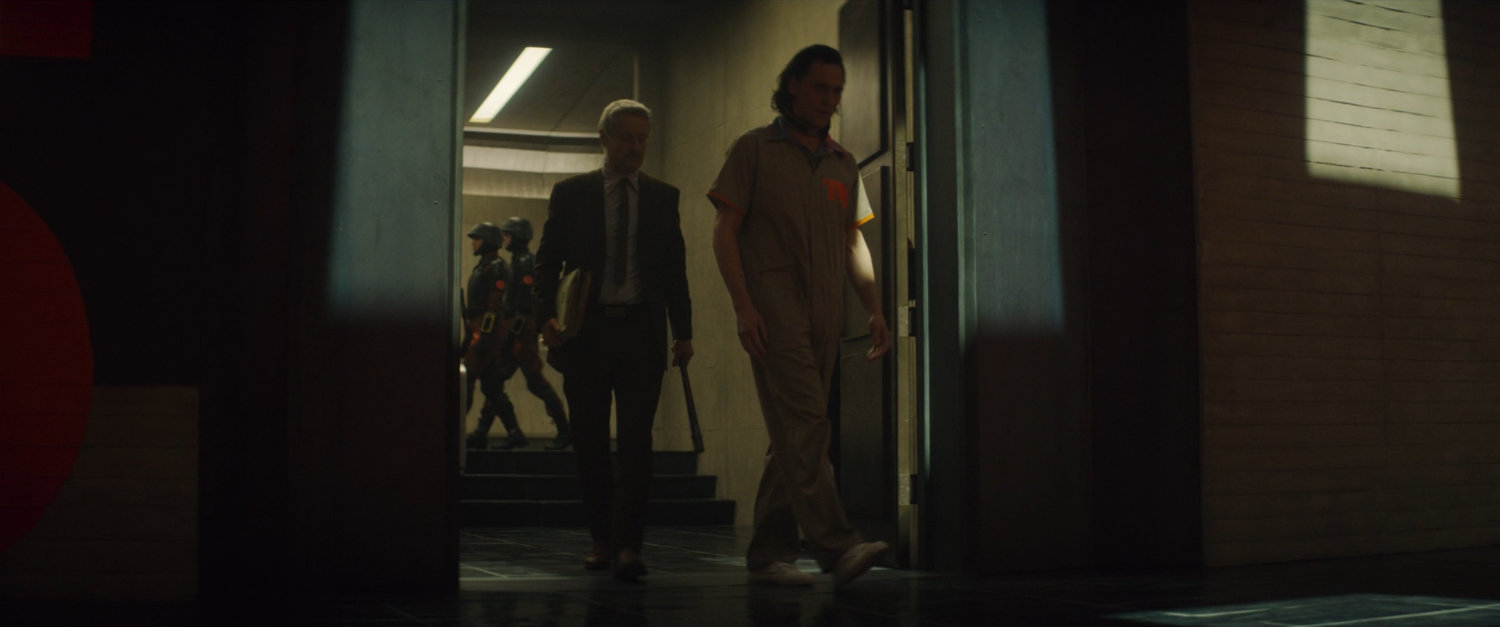 Mobius and Loki entering TVA Time Theater.