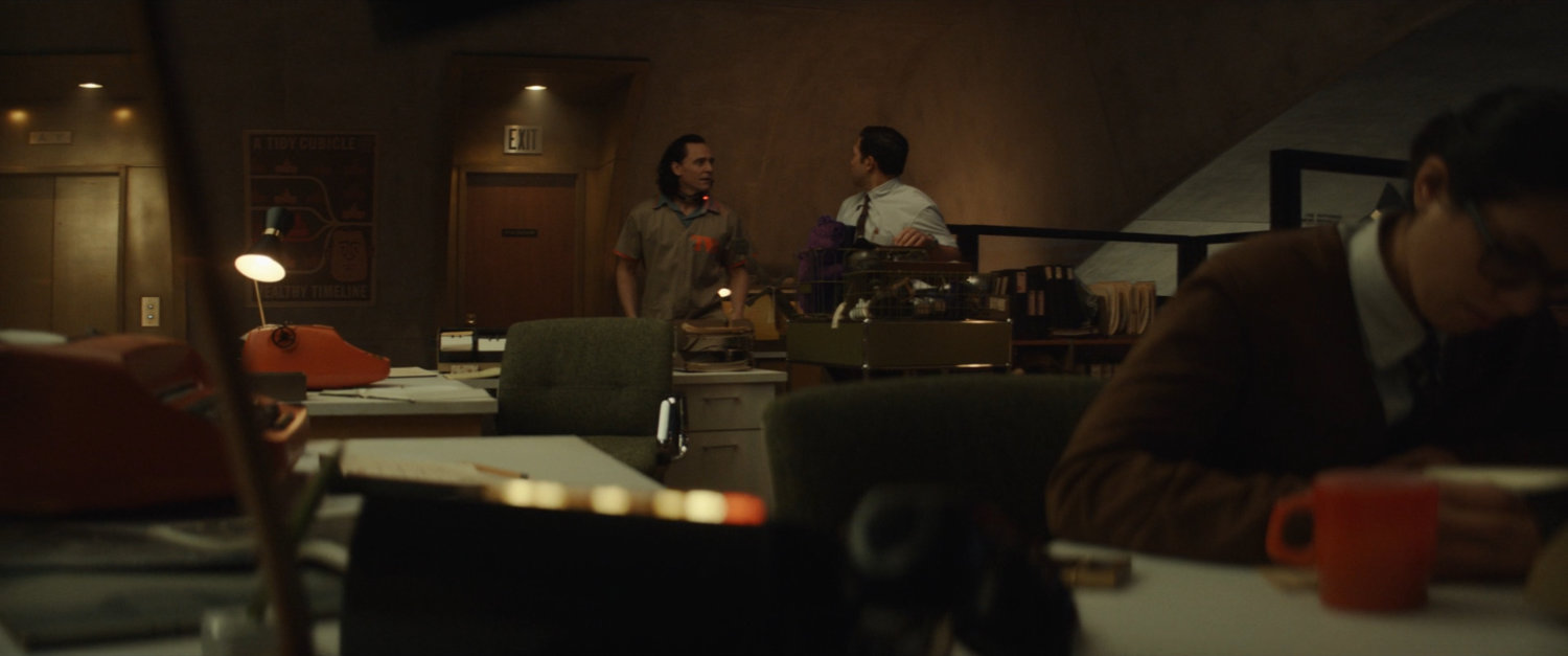 Loki and Casey in TVA Chrono Bay offices.