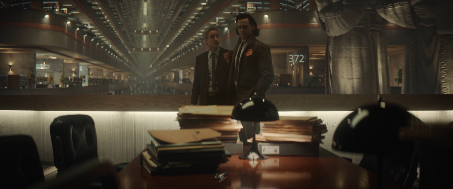Mobius and Loki inside the TVA Archives.