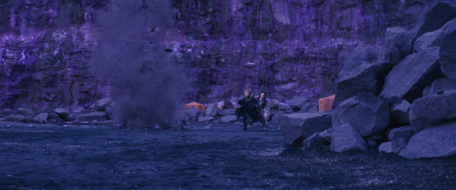 Loki and Sylvie running through quarry on Lamentis-1.