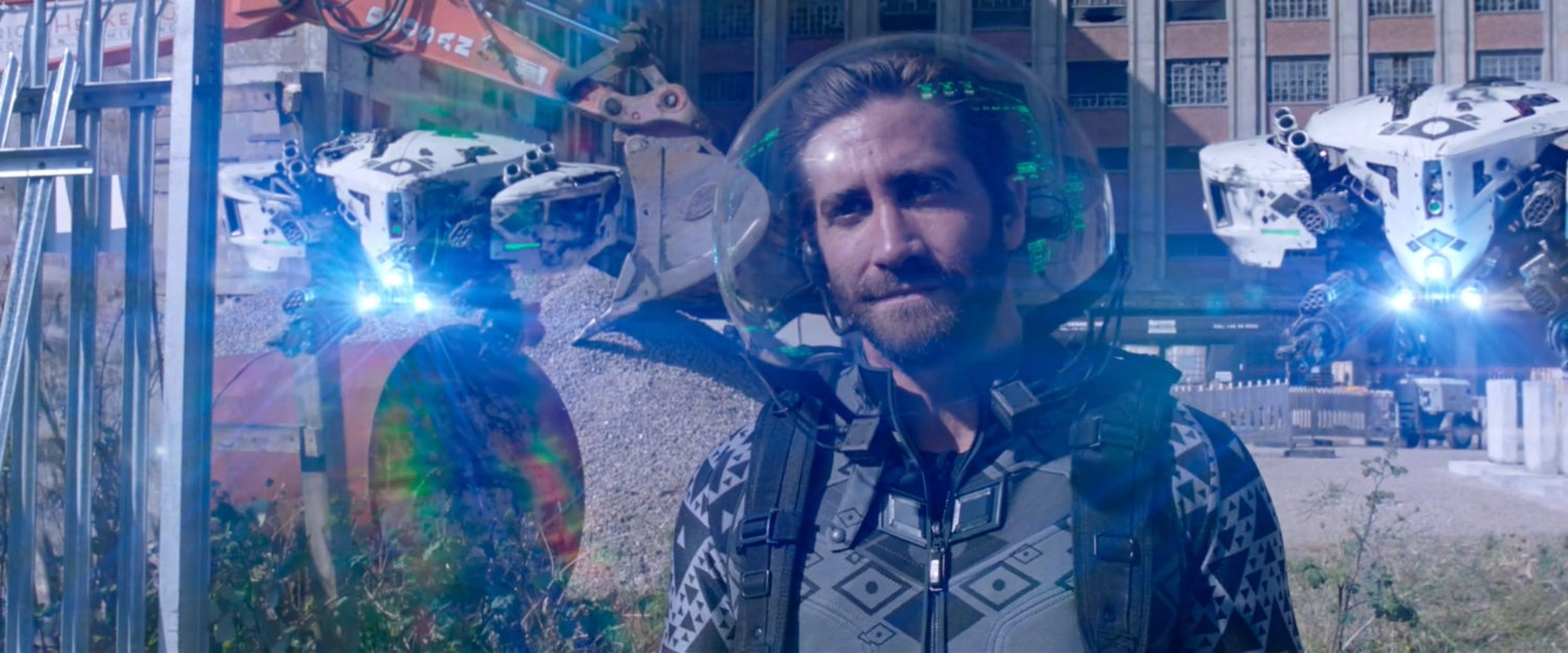 Quentin Beck with two holographic projecting drones.
