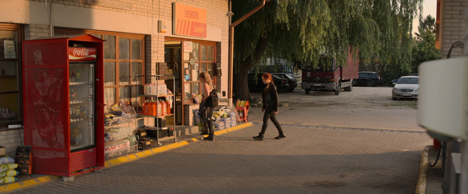 Natasha walking towards Varoil gas station.