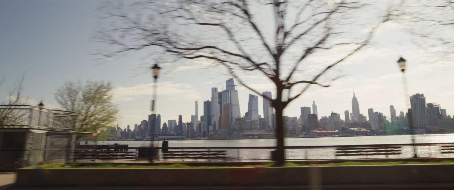 View of New York from a Jersey City road.