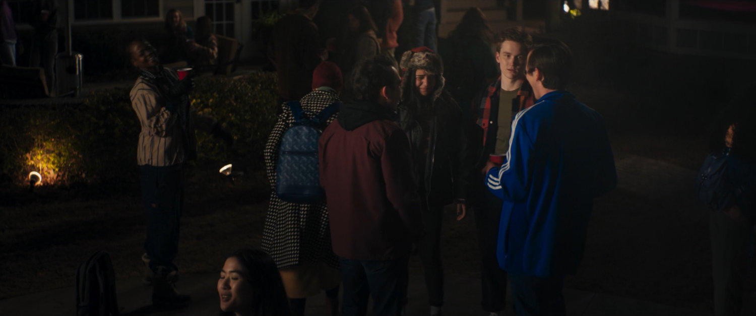 Students having party at Zoe's house.