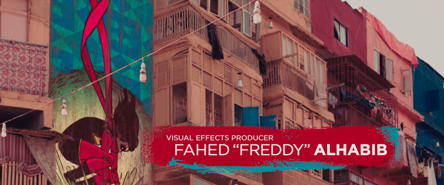 Ms Marvel end credit screen: Building with Balconies (Text: Visual Effects Producer Fahed 'Freddy' Alhabib)