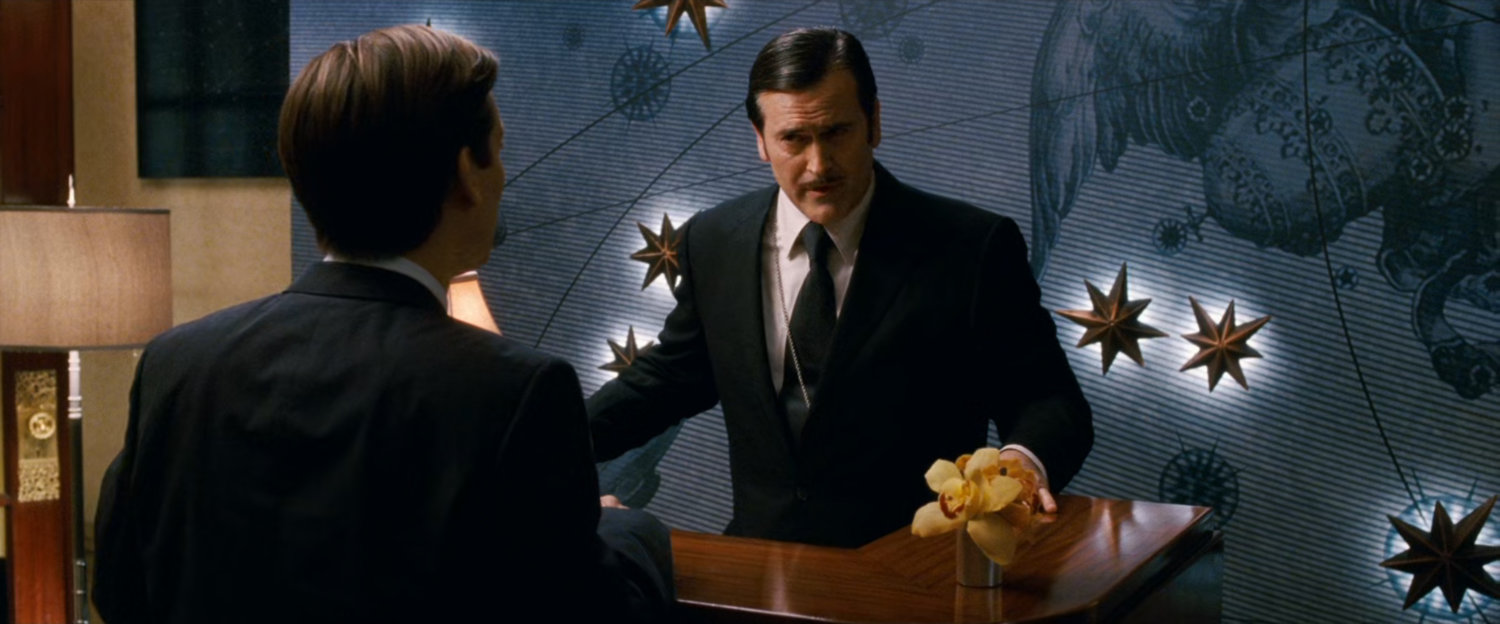 Peter Parker with the maitre'd inside Restaurant Constellation.