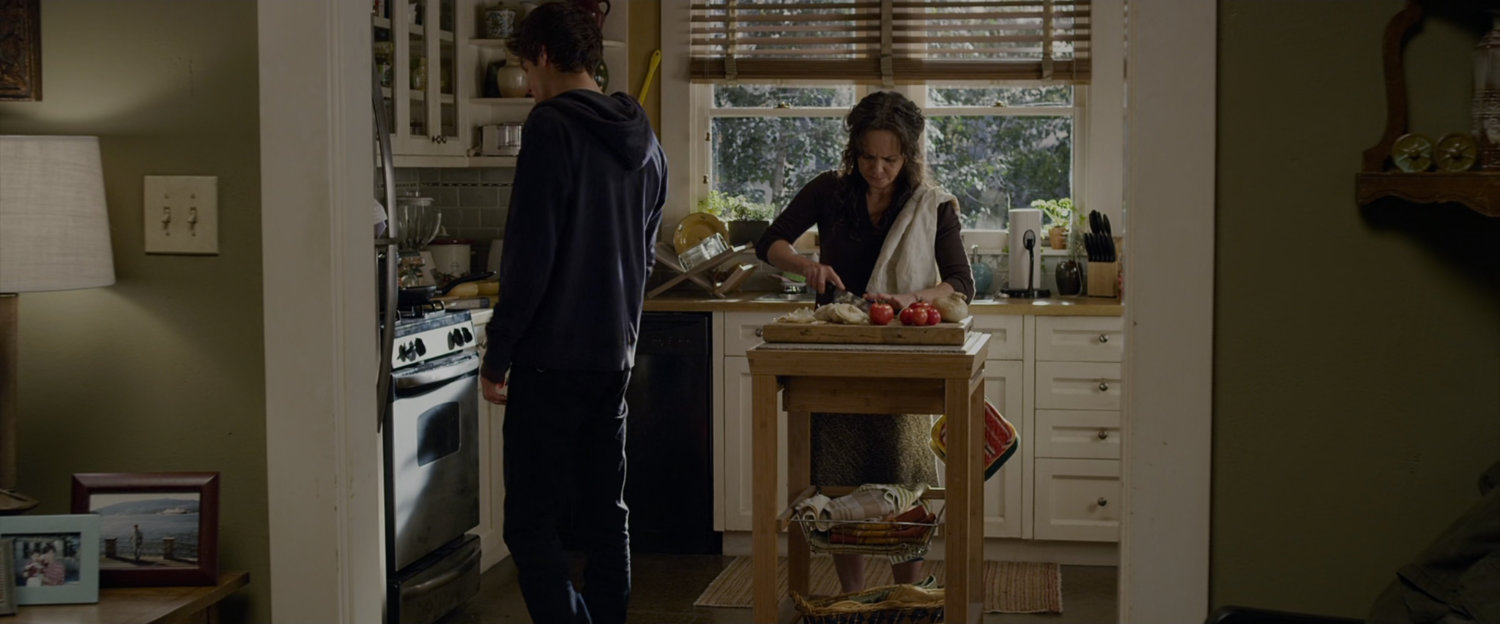 Peter Parker and Aunt May in the kitchen.