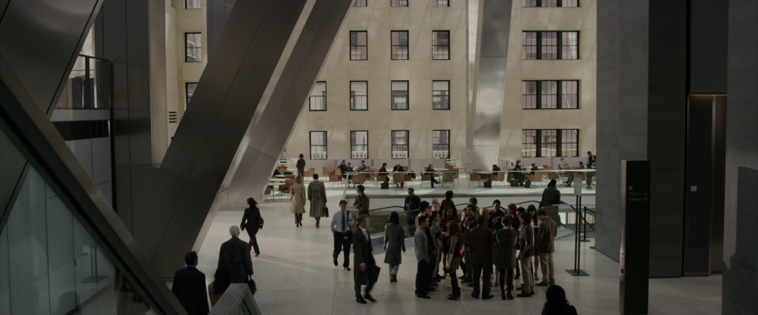 Gathering of interns in the Oscorp lobby.
