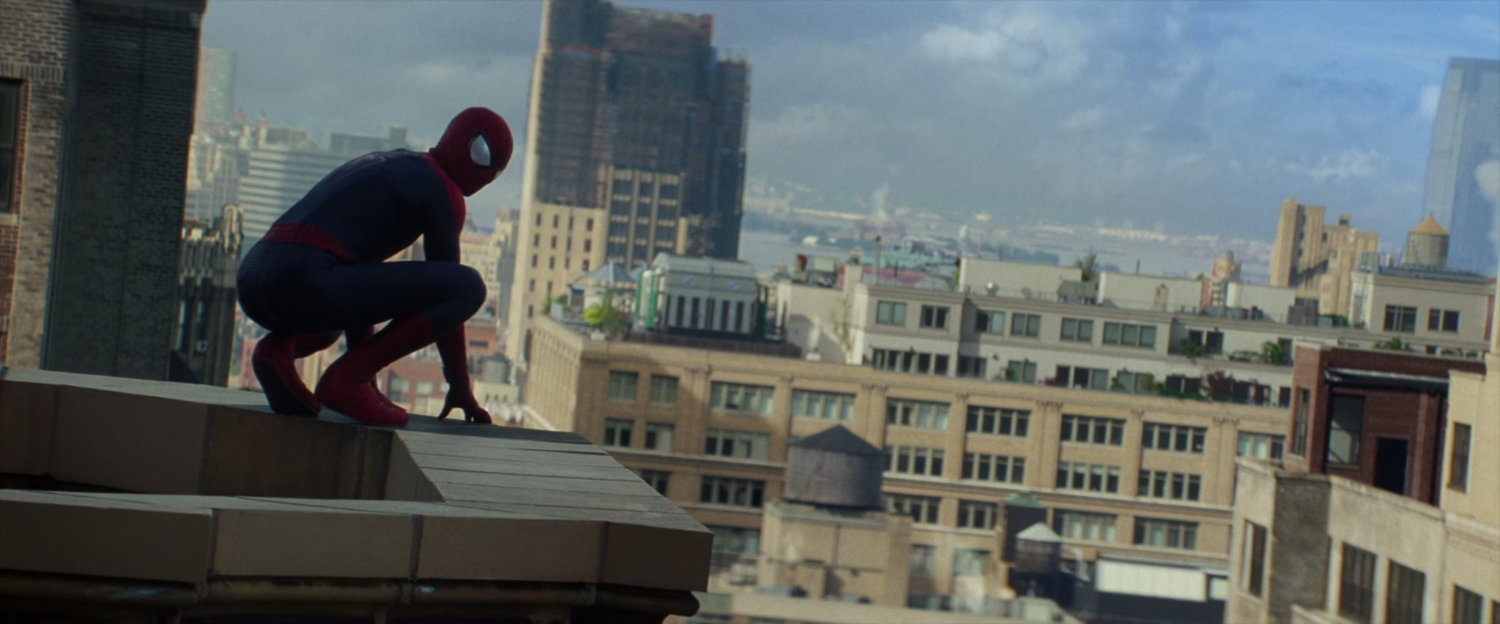 Spider-Man on top of a New York building.