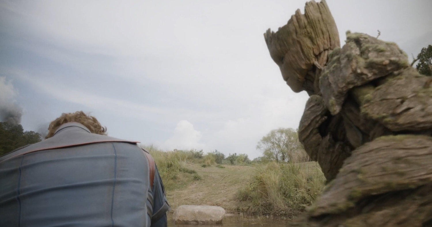 Star-Lord and Groot in Counter-Earth field.