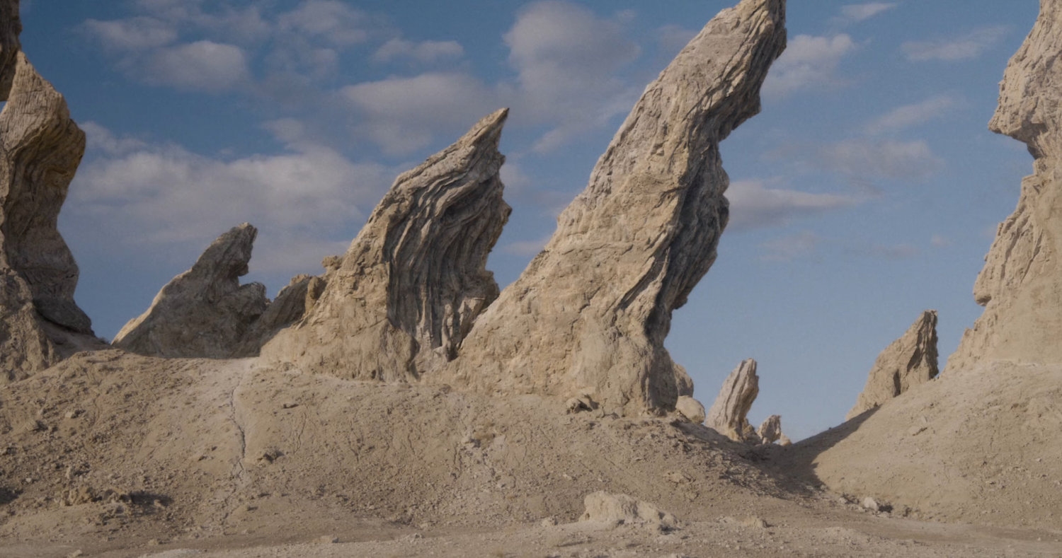 View of Krylor desert rock formations.