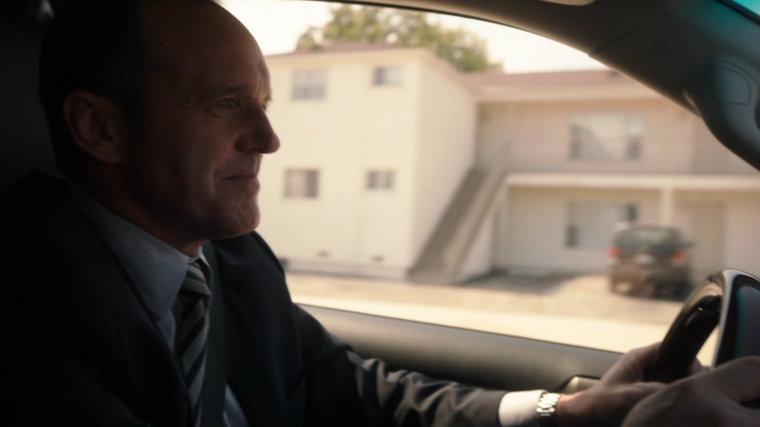 Coulson driving on Austin street.