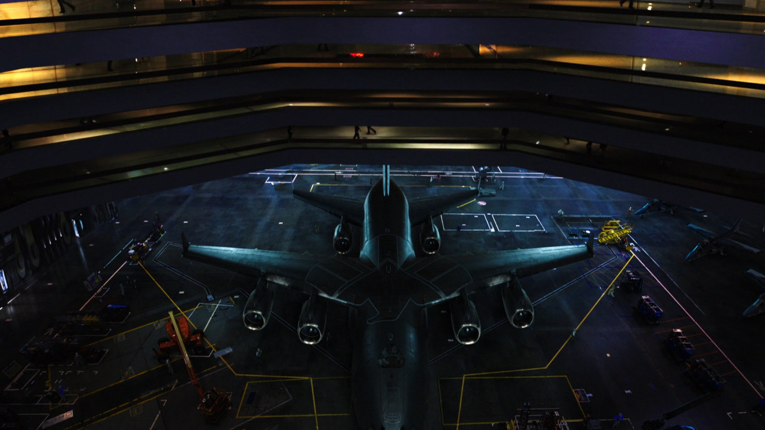 The Bus parked in a hangar at The Hub.