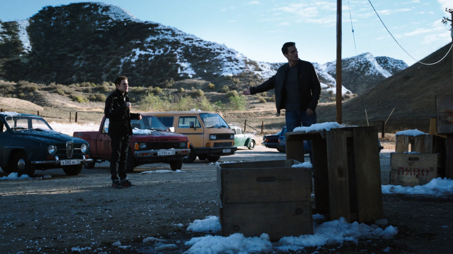 Fitz and Ward outside a Caucasus Mountain bar.