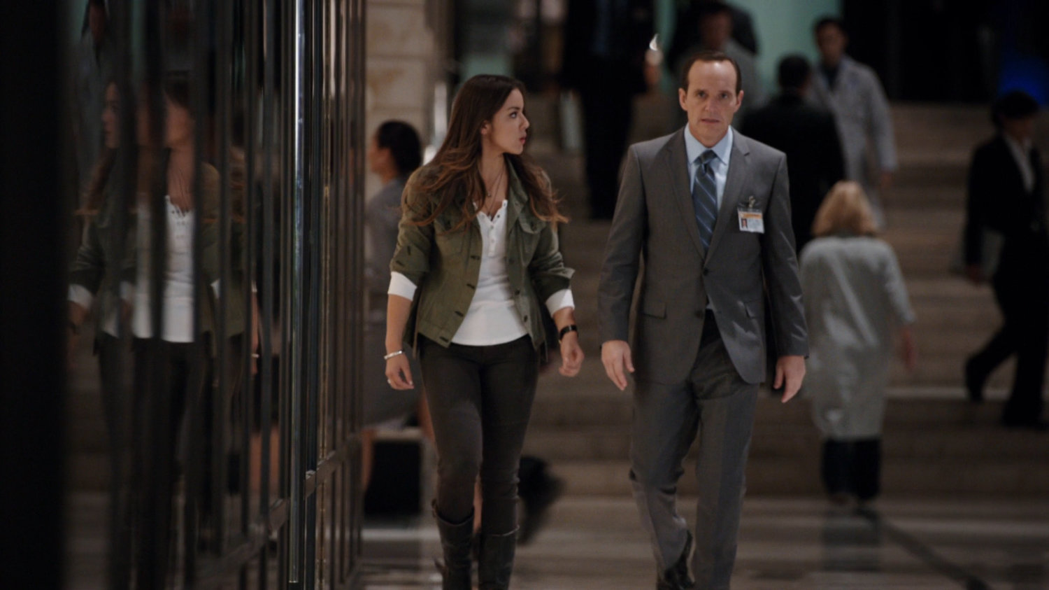 Skye and Coulson in The Hub.