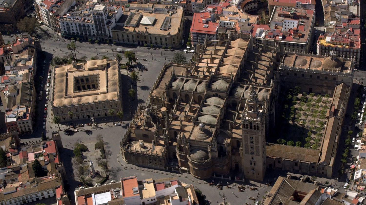 Aerial view of Cathedral in Seville.