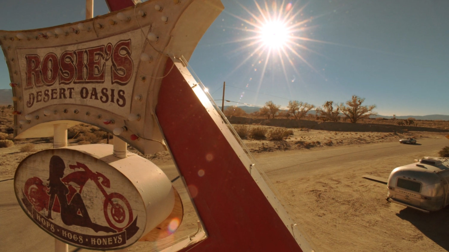 The front of Rosie's Desert Oasis in Death Valley.
