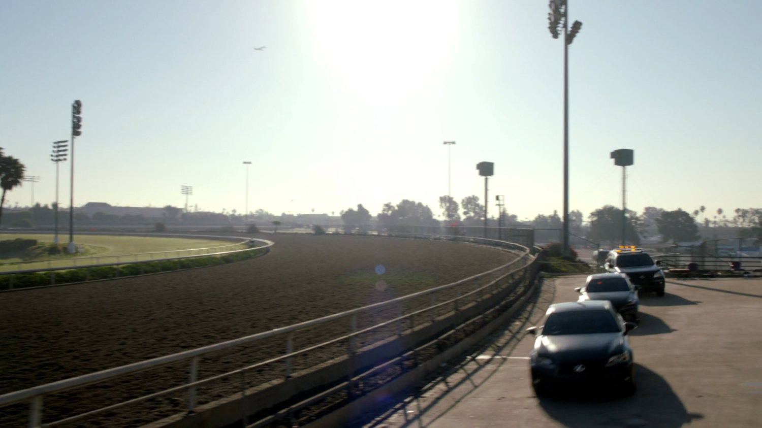 SHIELD vehicles arriving at Pensacola racetrack.