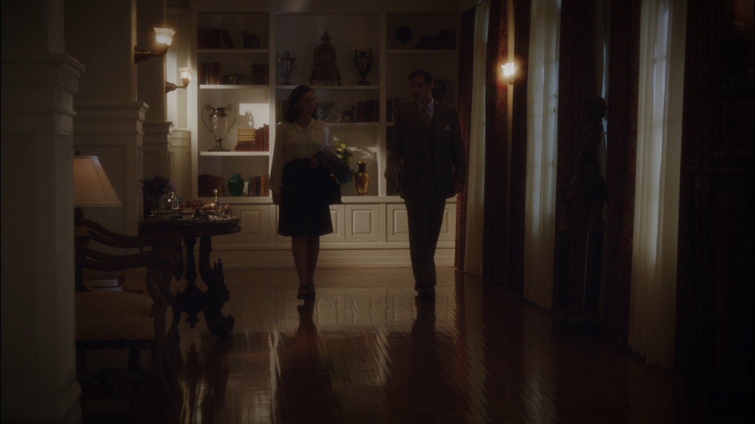 Peggy and Jarvis in hallway of Stark Penthouse.