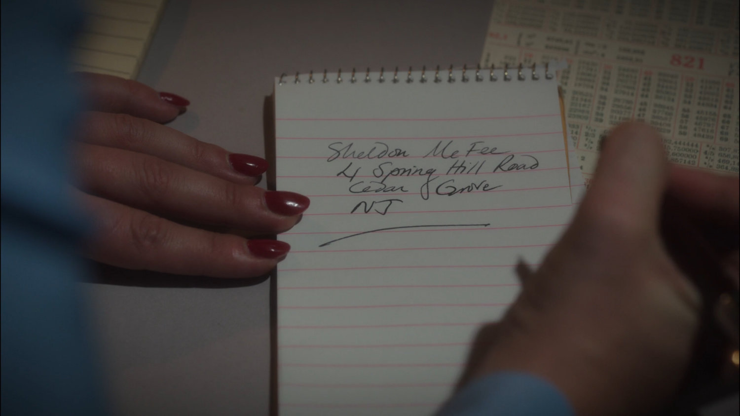 Notepad with Sheldon McFee address.