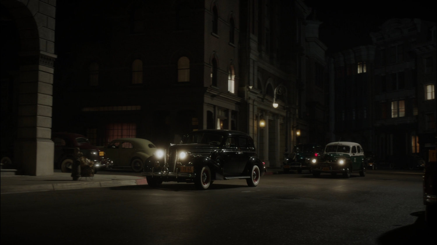 Car pulled over by police on New York street.