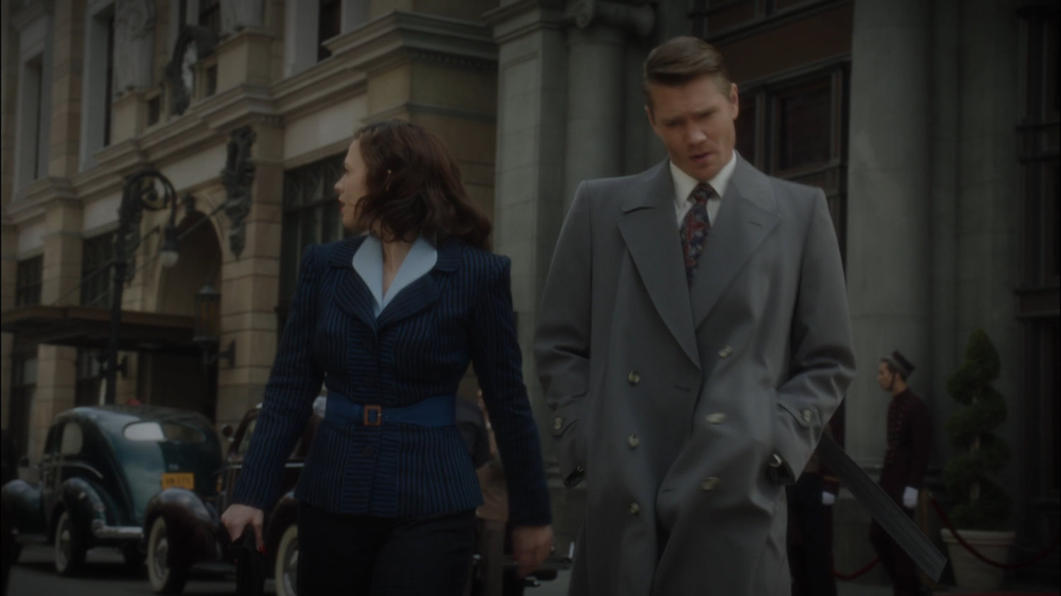 Peggy and Thompson outside the Belton Hotel.