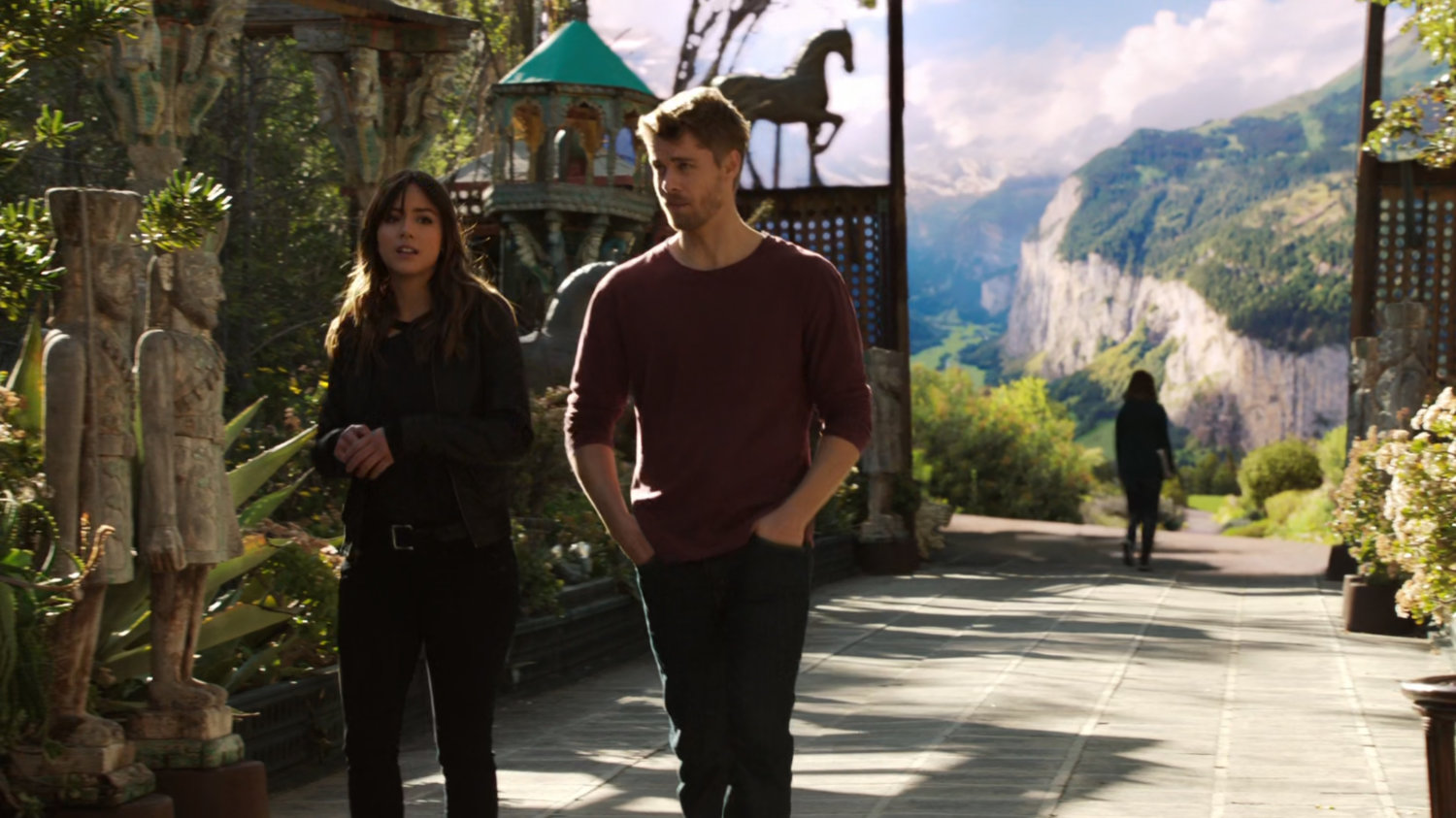 Lincoln and Skye in Afterlife courtyard.
