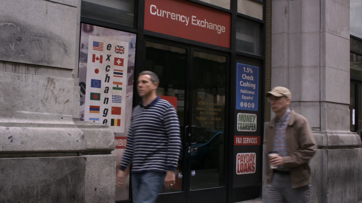 A currency exchange store on a Milwaukee street.