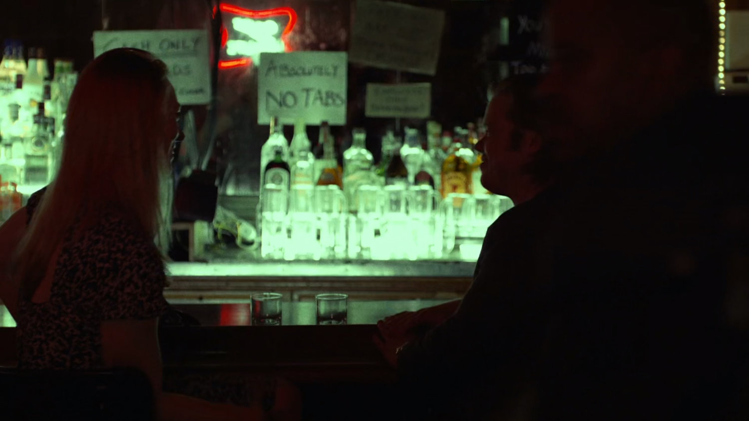 Karen & Foggy inside Josie's bar.