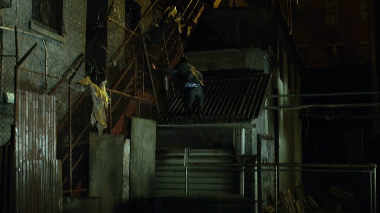Matt runs through dark alley.