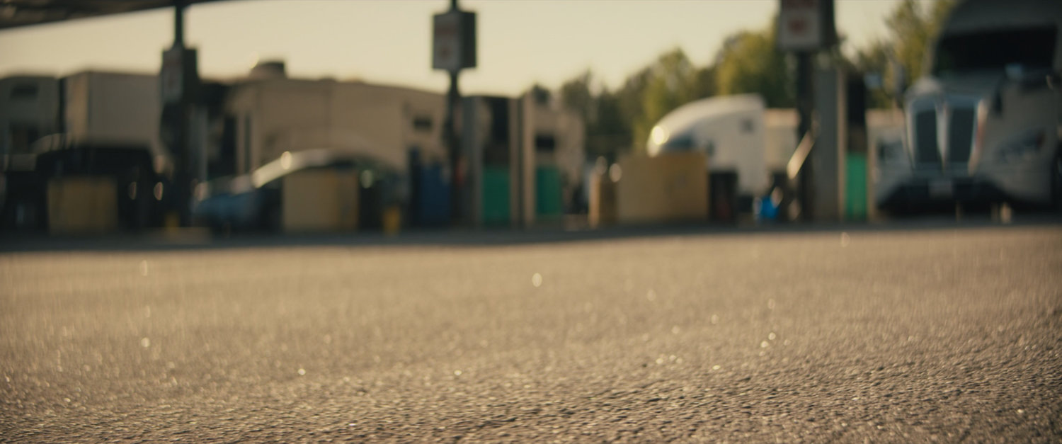 Out of focus truck stop.
