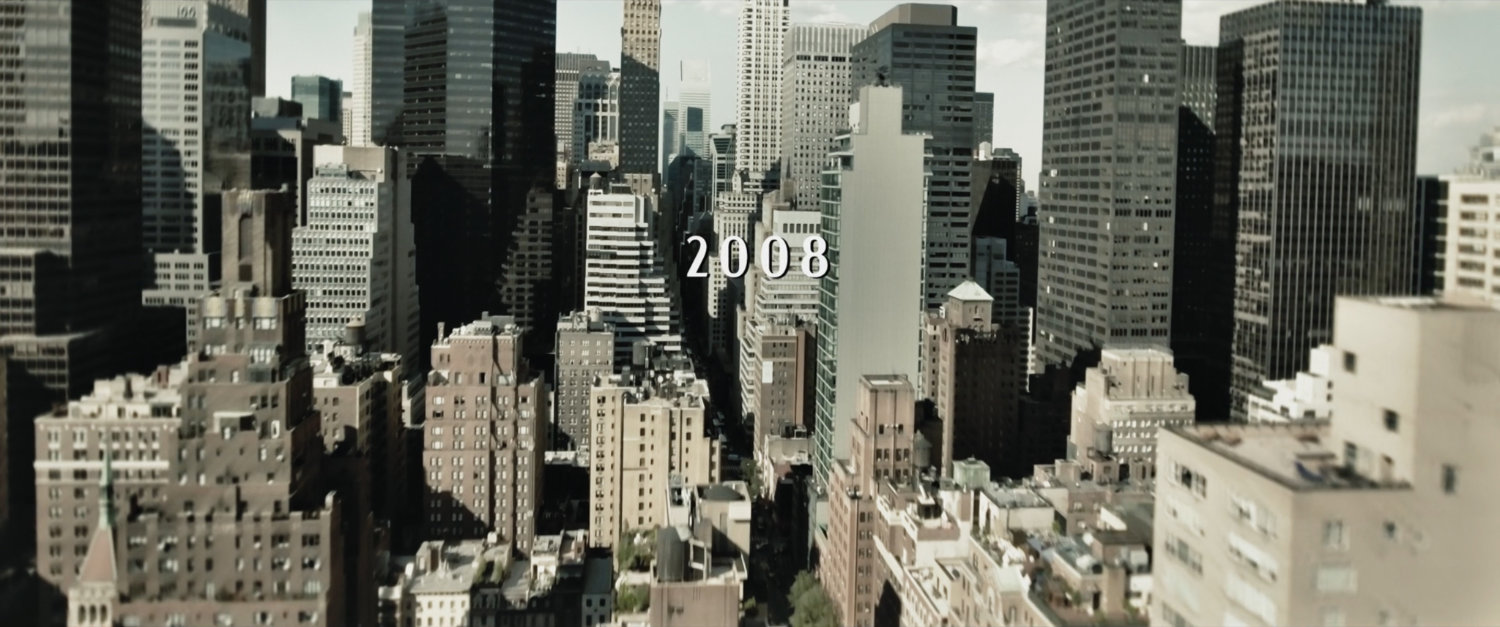 Aerial view of New York City. Text: 2008.